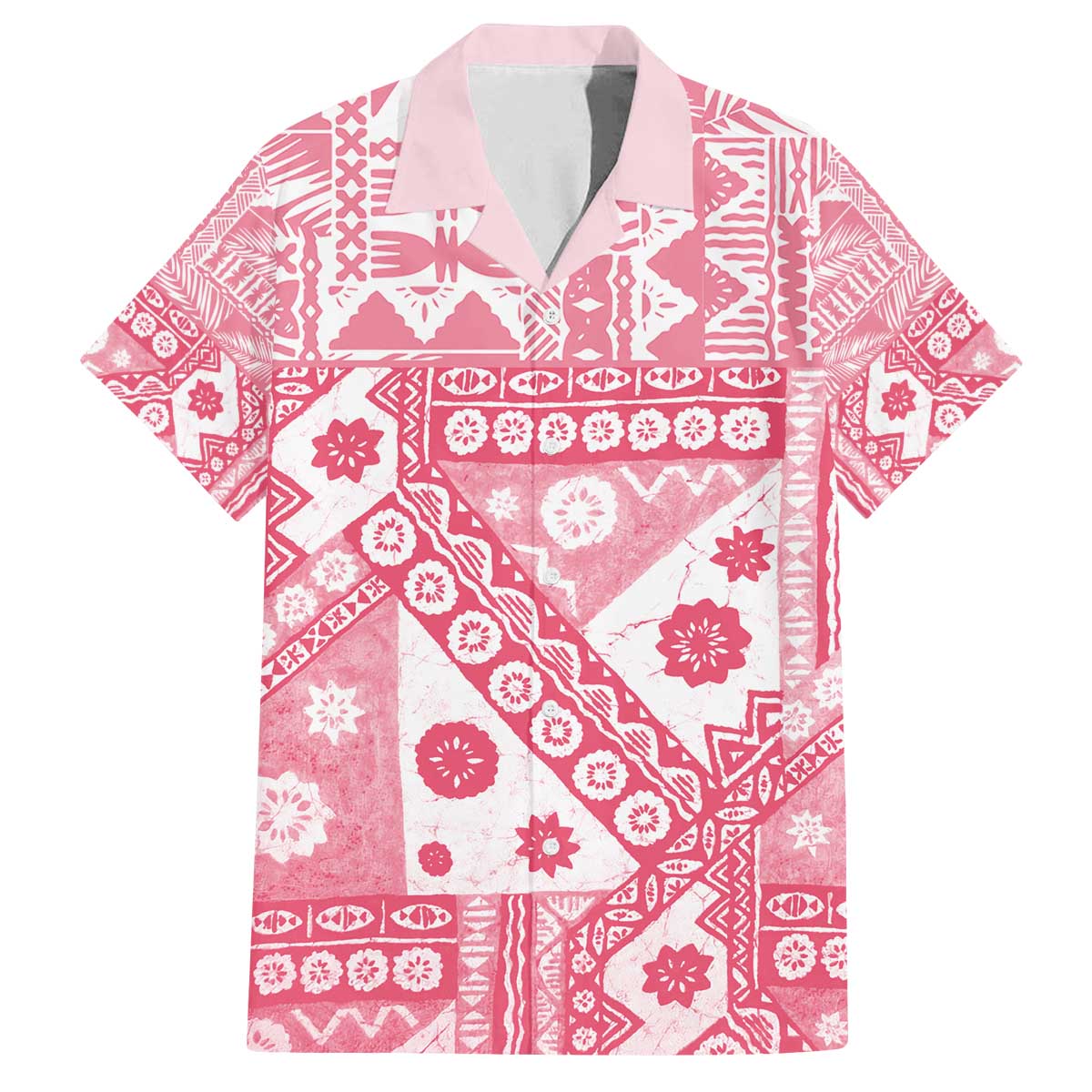 Pink Bula Fiji Family Matching Off The Shoulder Long Sleeve Dress and Hawaiian Shirt Unique Masi Tapa Pattern