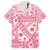 Pink Bula Fiji Family Matching Off Shoulder Short Dress and Hawaiian Shirt Unique Masi Tapa Pattern