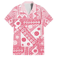 Pink Bula Fiji Family Matching Short Sleeve Bodycon Dress and Hawaiian Shirt Unique Masi Tapa Pattern