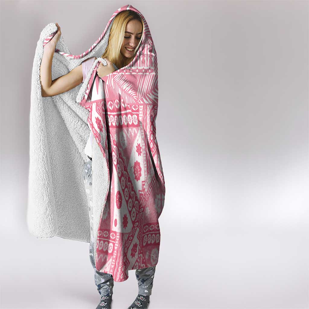 Pink Bula Fiji Hooded Blanket Unique Masi Tapa Pattern
