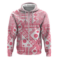 Pink Bula Fiji Hoodie Unique Masi Tapa Pattern LT14 Zip Hoodie Pink - Polynesian Pride
