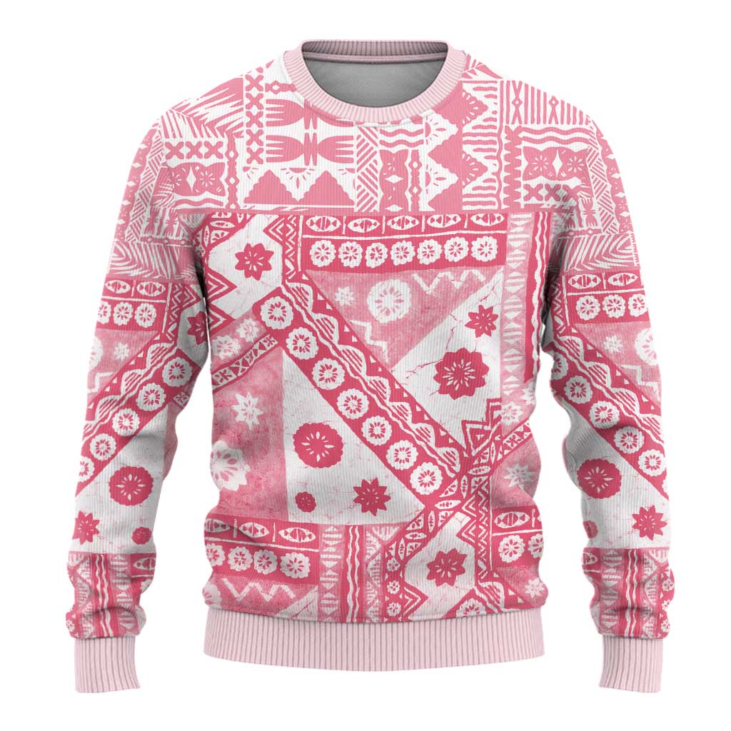 Pink Bula Fiji Ugly Christmas Sweater Unique Masi Tapa Pattern LT14 - Polynesian Pride