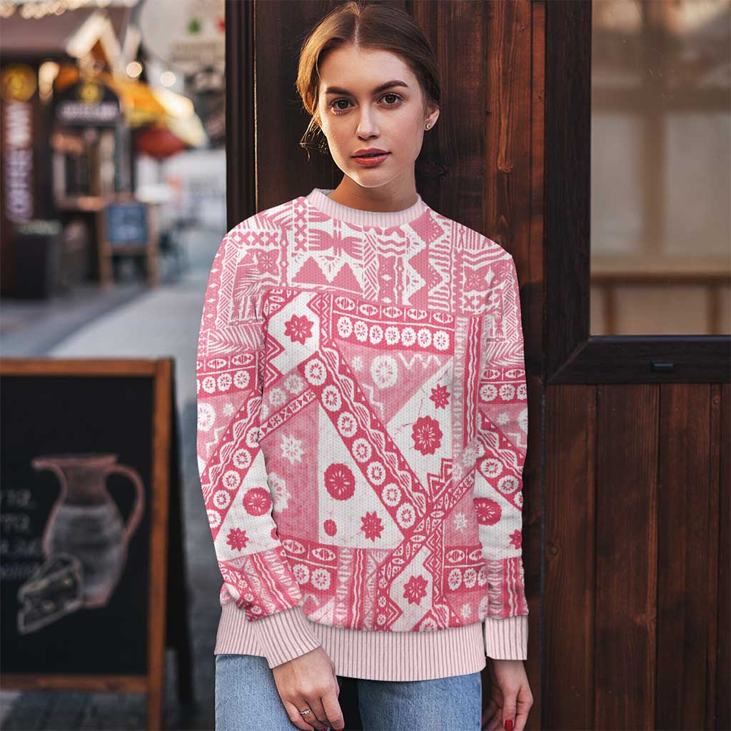 Pink Bula Fiji Ugly Christmas Sweater Unique Masi Tapa Pattern LT14 - Polynesian Pride