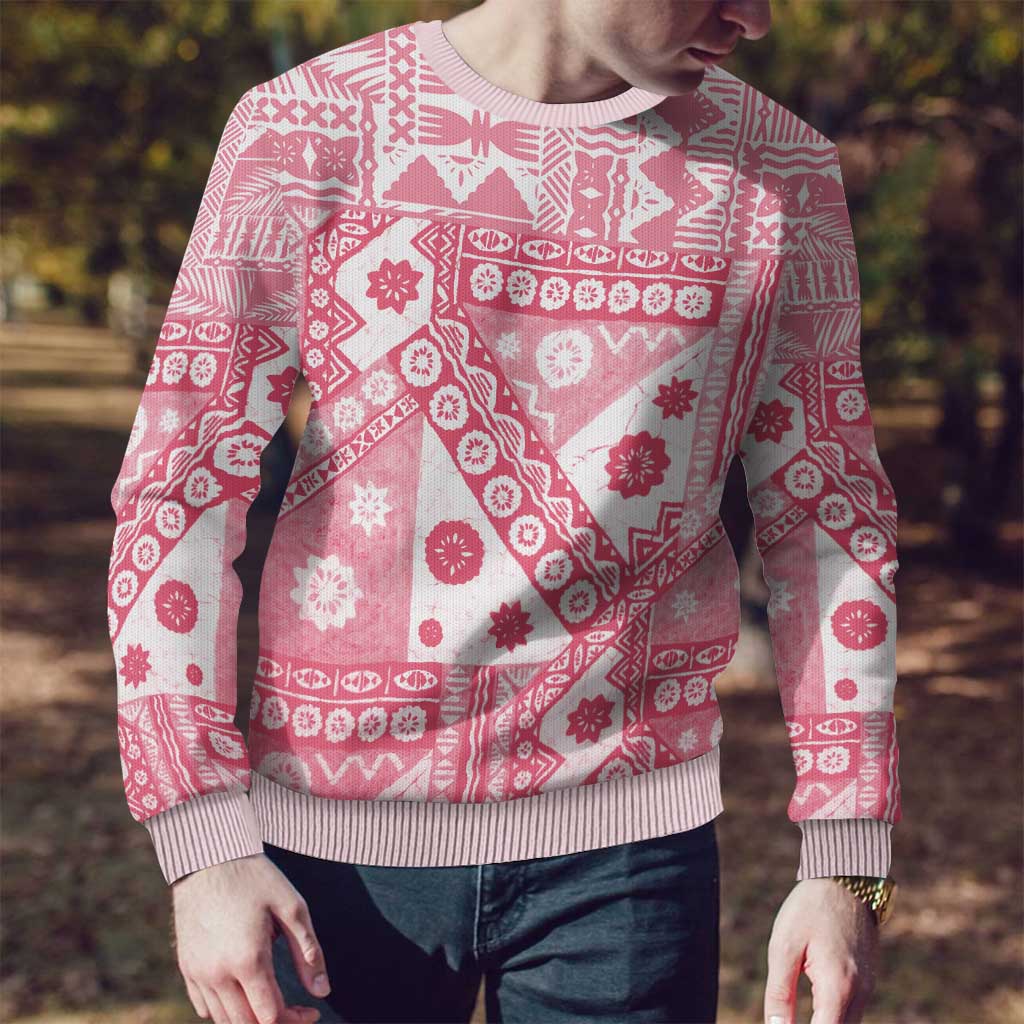 Pink Bula Fiji Ugly Christmas Sweater Unique Masi Tapa Pattern LT14 - Polynesian Pride