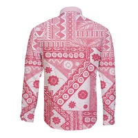 Pink Bula Fiji Long Sleeve Button Shirt Unique Masi Tapa Pattern LT14 - Polynesian Pride