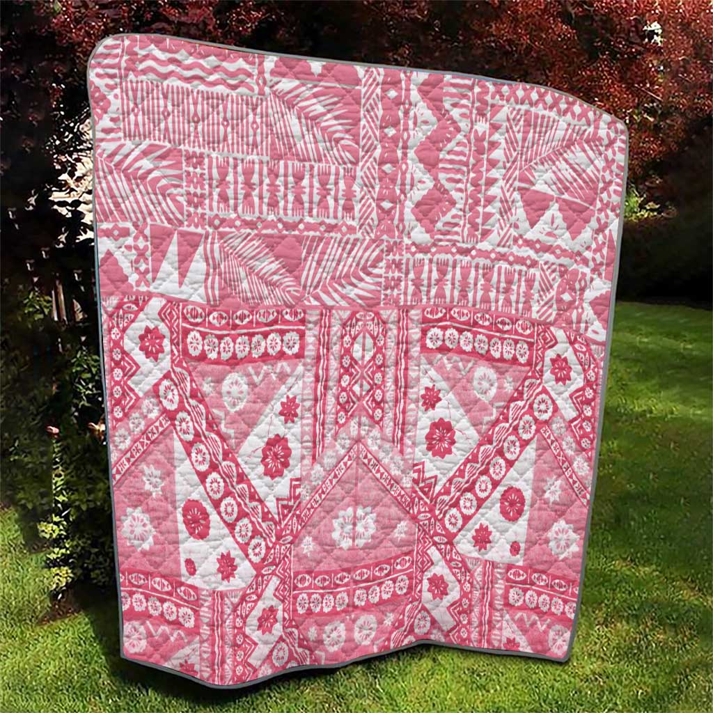 Pink Bula Fiji Quilt Unique Masi Tapa Pattern