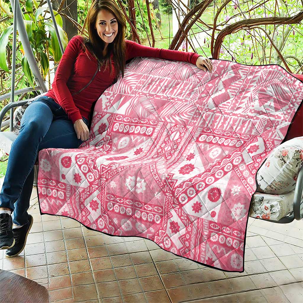 Pink Bula Fiji Quilt Unique Masi Tapa Pattern