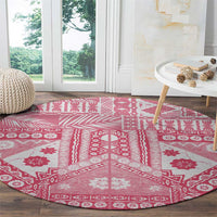 Pink Bula Fiji Round Carpet Unique Masi Tapa Pattern