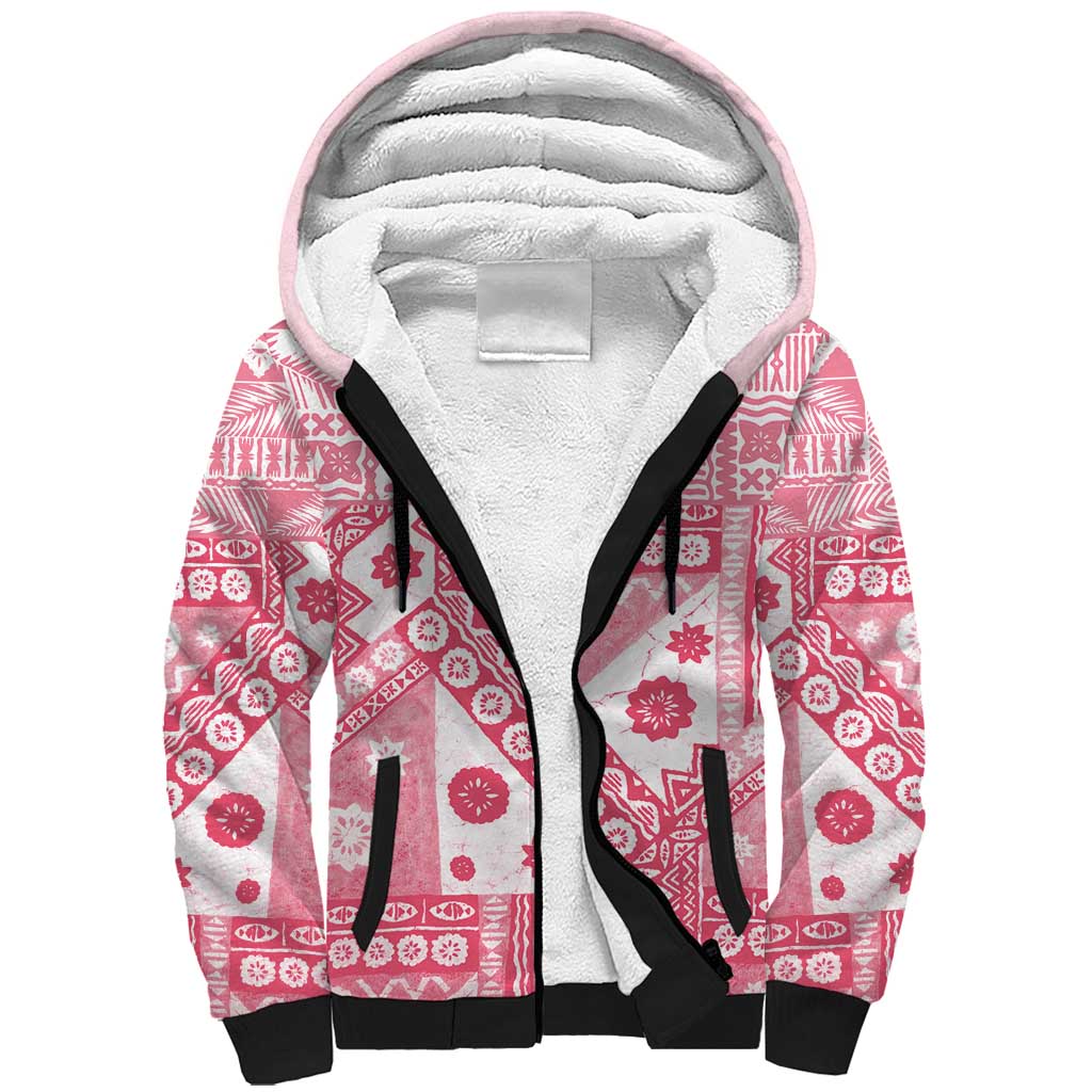 Pink Bula Fiji Sherpa Hoodie Unique Masi Tapa Pattern LT14 Unisex Pink - Polynesian Pride