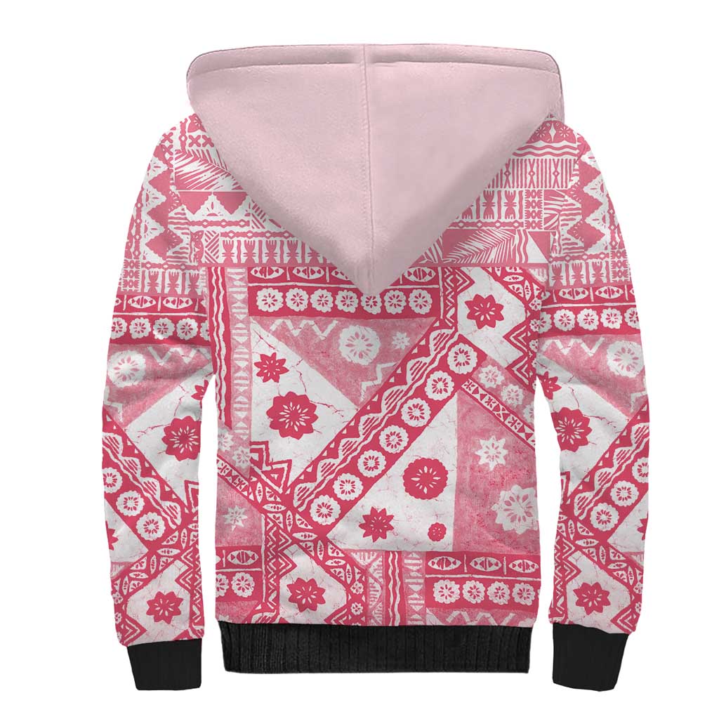 Pink Bula Fiji Sherpa Hoodie Unique Masi Tapa Pattern LT14 - Polynesian Pride