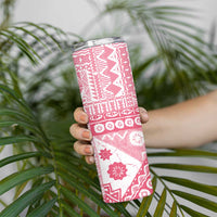 Pink Bula Fiji Skinny Tumbler Unique Masi Tapa Pattern