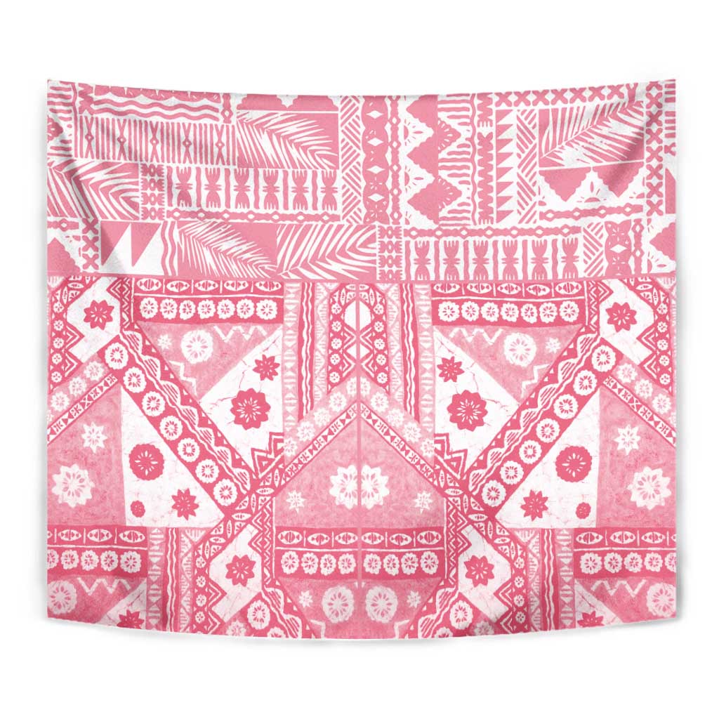 Pink Bula Fiji Tapestry Unique Masi Tapa Pattern