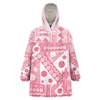 Pink Bula Fiji Wearable Blanket Hoodie Unique Masi Tapa Pattern LT14 One Size Pink - Polynesian Pride