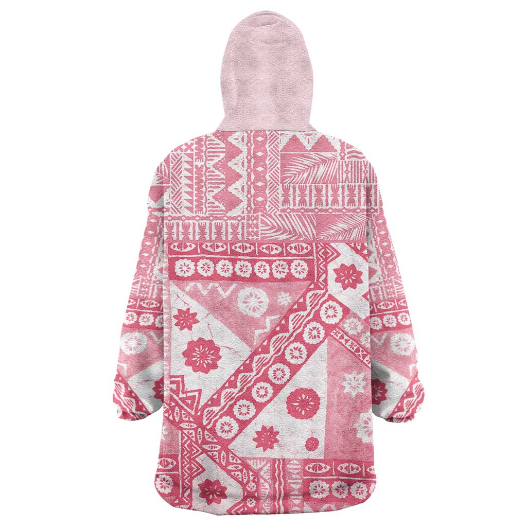 Pink Bula Fiji Wearable Blanket Hoodie Unique Masi Tapa Pattern LT14 - Polynesian Pride