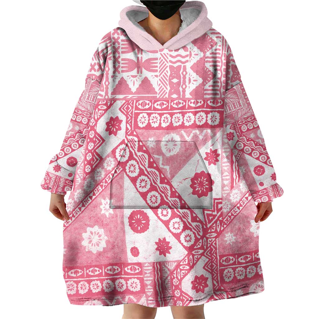 Pink Bula Fiji Wearable Blanket Hoodie Unique Masi Tapa Pattern LT14 - Polynesian Pride