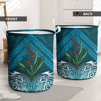Rongoa Maori New Zealand Harakeke Laundry Basket NZ Weaving Pattern Dark Teal LT14 - Polynesian Pride