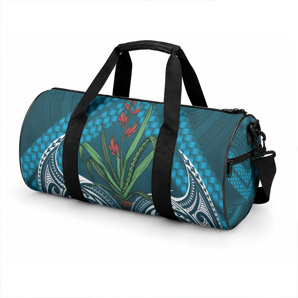 Rongoa Maori New Zealand Harakeke Duffle Bag NZ Weaving Pattern Dark Teal LT14 - Polynesian Pride