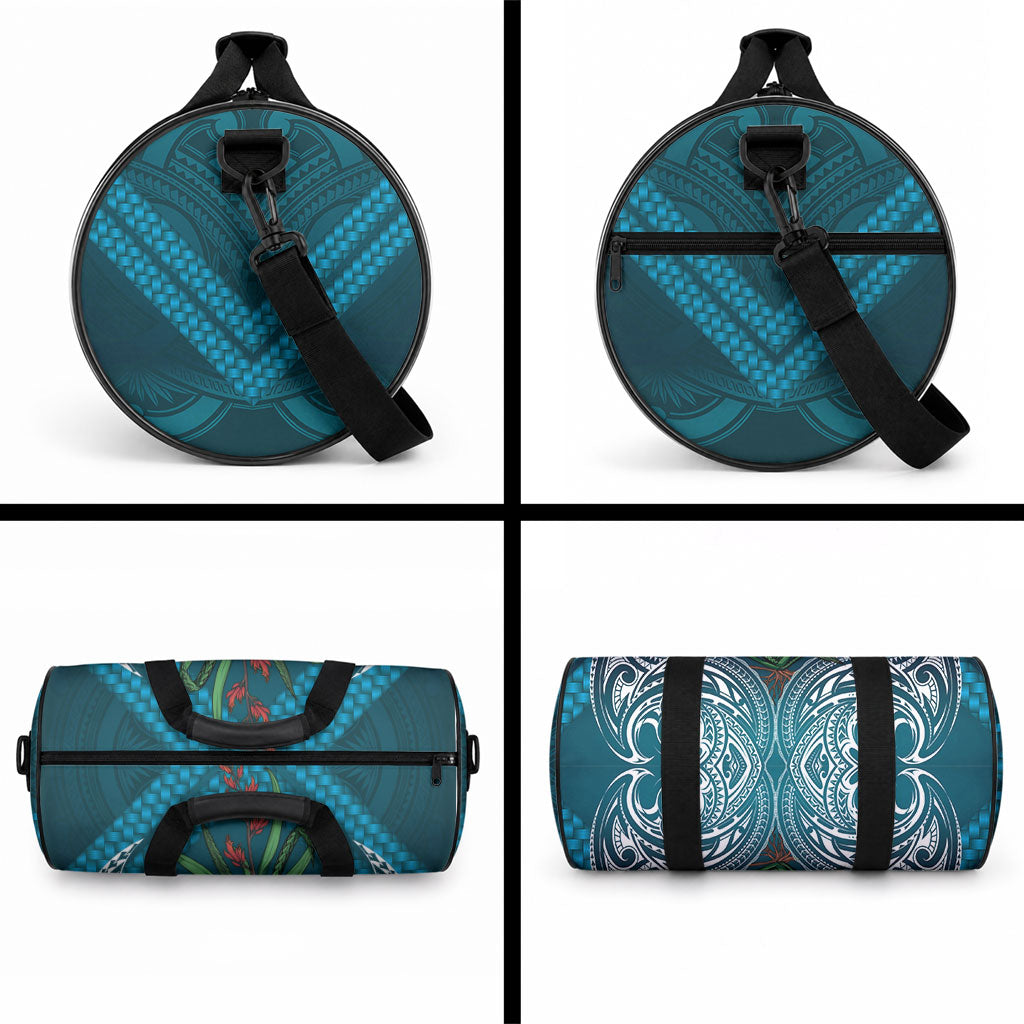 Rongoa Maori New Zealand Harakeke Duffle Bag NZ Weaving Pattern Dark Teal LT14 - Polynesian Pride