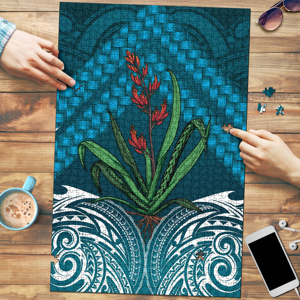 Rongoa Maori New Zealand Harakeke Puzzle NZ Weaving Pattern Dark Teal LT14 Dark Teal - Polynesian Pride