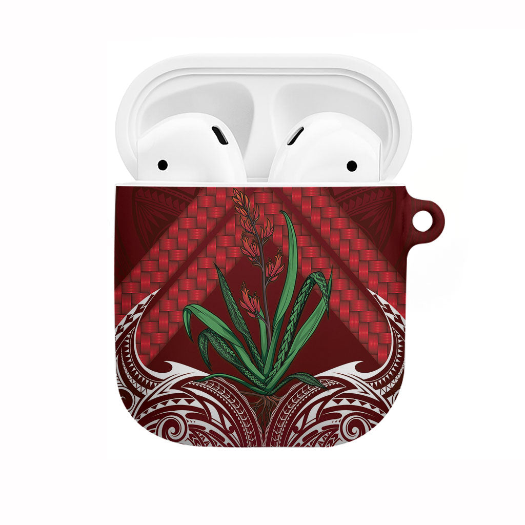 Rongoa Maori New Zealand Harakeke AirPods Case NZ Weaving Pattern Red LT14 Red - Polynesian Pride