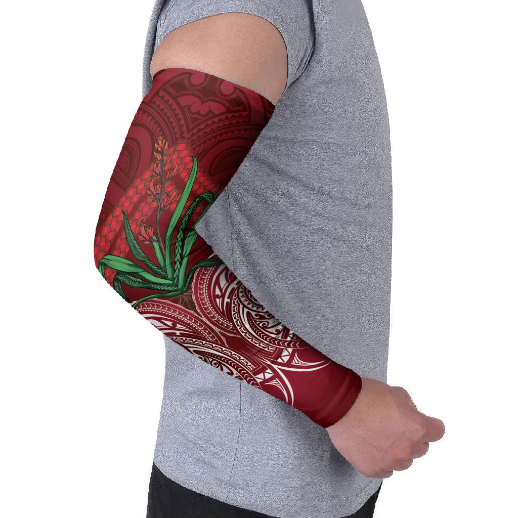 Rongoa Maori New Zealand Harakeke Arm Sleeves NZ Weaving Pattern Red LT14 - Polynesian Pride
