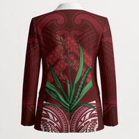 Rongoa Maori New Zealand Harakeke Blazer NZ Weaving Pattern Red LT14 - Polynesian Pride