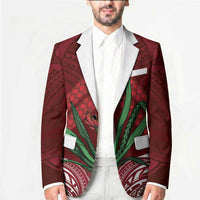 Rongoa Maori New Zealand Harakeke Blazer NZ Weaving Pattern Red LT14 - Polynesian Pride
