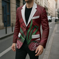 Rongoa Maori New Zealand Harakeke Blazer NZ Weaving Pattern Red LT14 - Polynesian Pride