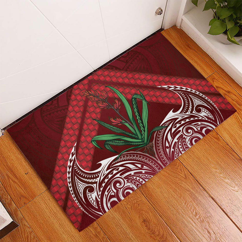 Rongoa Maori New Zealand Harakeke Rubber Doormat NZ Weaving Pattern Red LT14 - Polynesian Pride