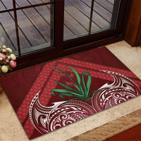Rongoa Maori New Zealand Harakeke Rubber Doormat NZ Weaving Pattern Red LT14 - Polynesian Pride