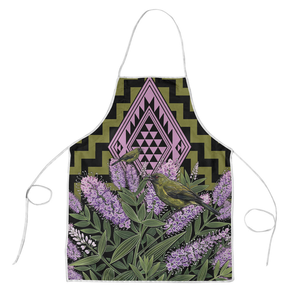 Rongoa Maori New Zealand Koromiko Apron NZ Hebe Korimako Bellbird Poutama LT14 Green - Polynesian Pride