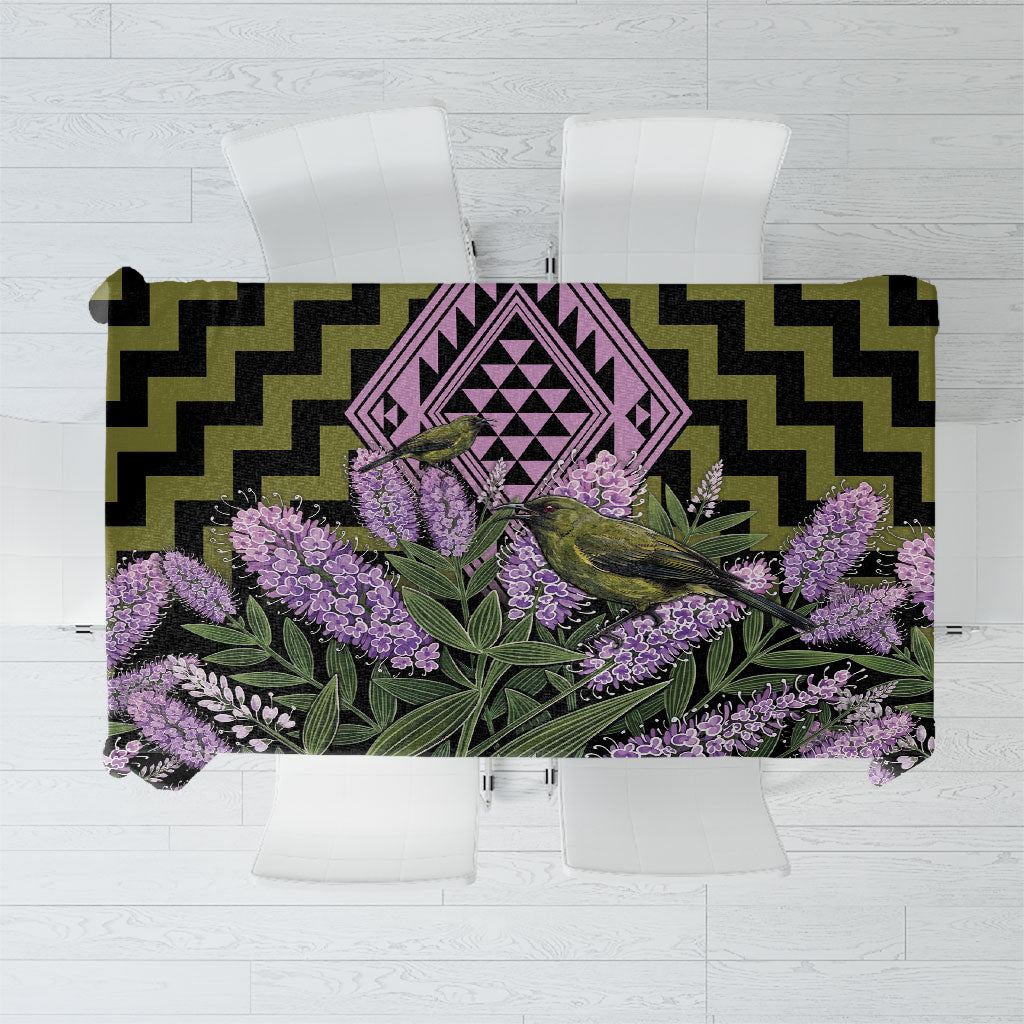 Rongoa Maori New Zealand Koromiko Tablecloth NZ Hebe Korimako Bellbird Poutama LT14 Green - Polynesian Pride