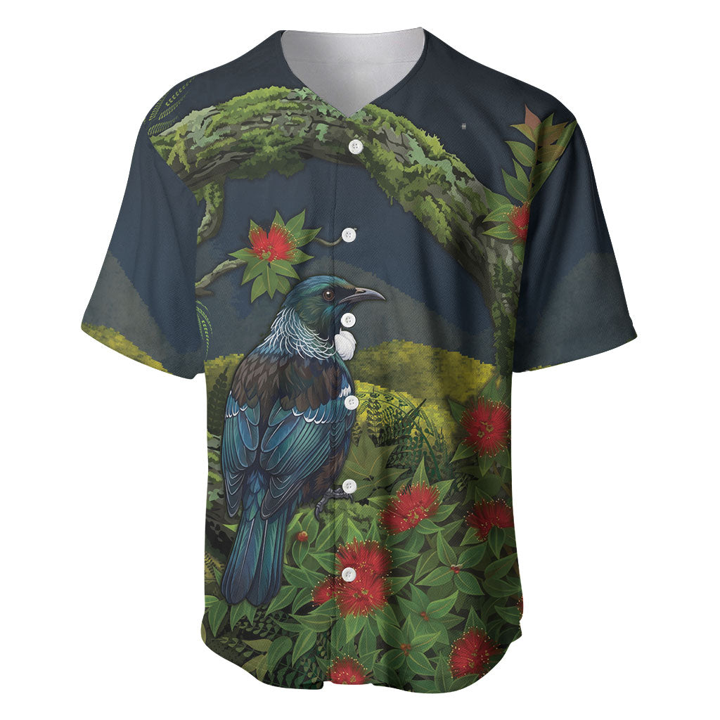 Rongoa Maori New Zealand Rata Baseball Jersey NZ Tui Bird Forest Vibes LT14 Green - Polynesian Pride