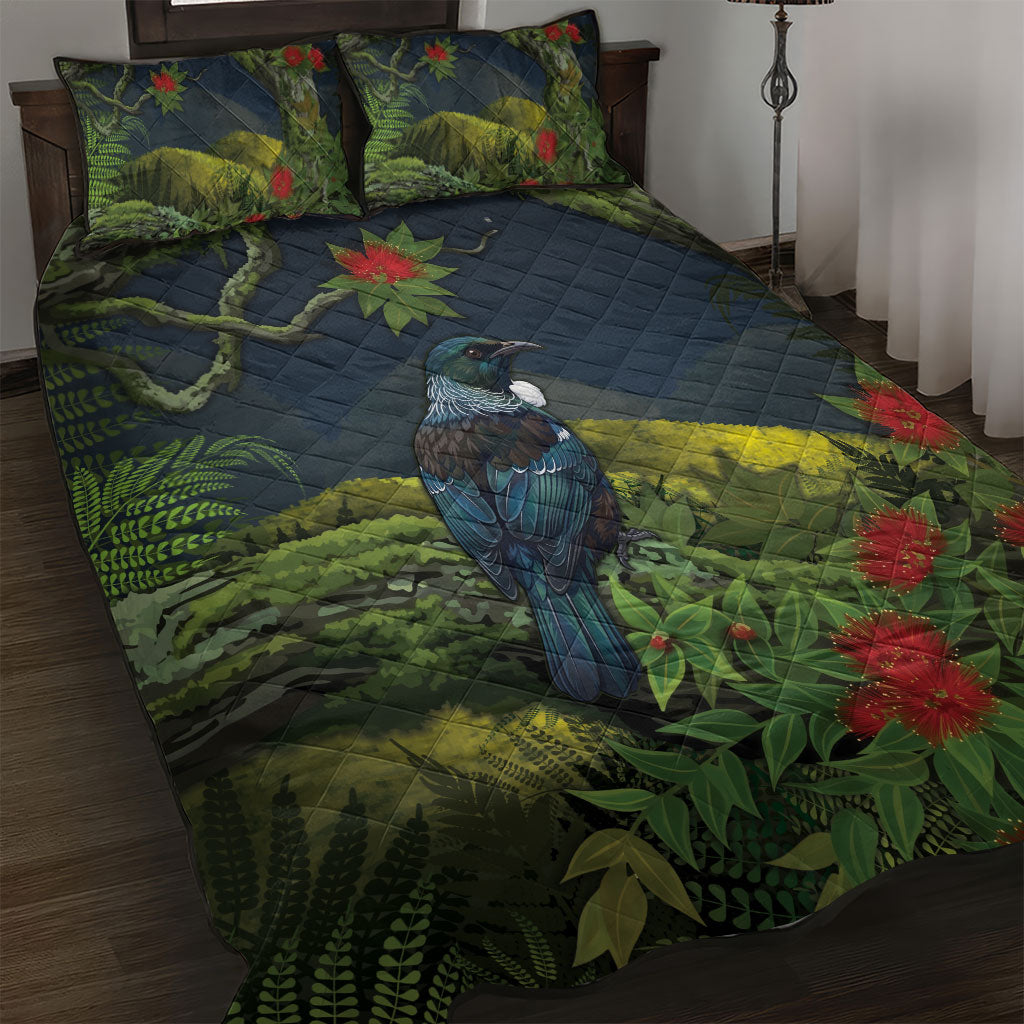 Rongoa Maori New Zealand Rata Quilt Bed Set NZ Tui Bird Forest Vibes LT14 Green - Polynesian Pride