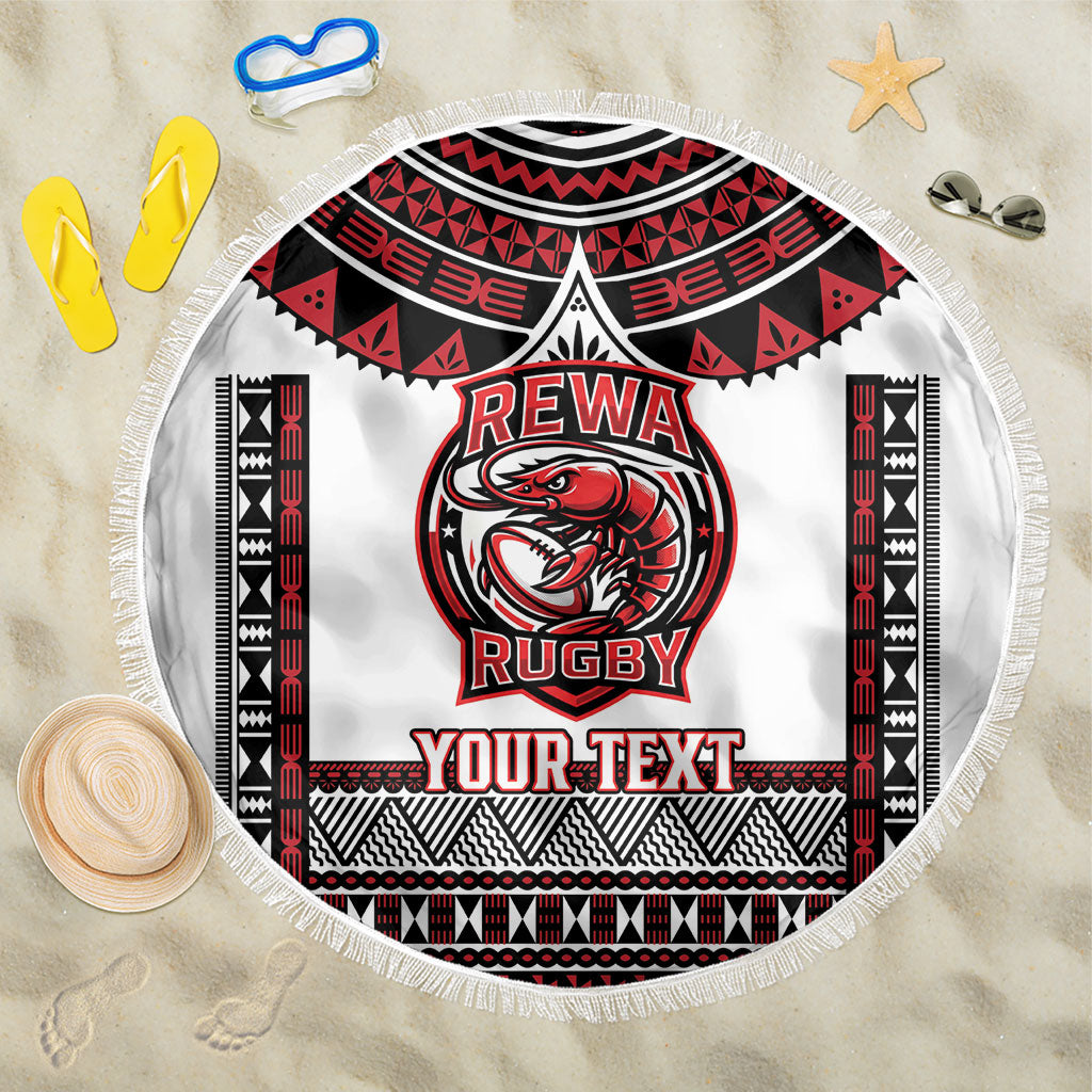 Fiji Rewa Rugby Custom Beach Blanket Go Champions Fijian Tapa Pattern LT14 One Size 150cm White - Polynesian Pride