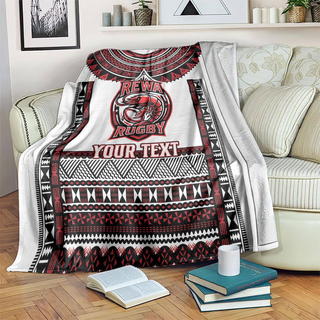 Fiji Rewa Rugby Custom Blanket Go Champions Fijian Tapa Pattern LT14 White - Polynesian Pride