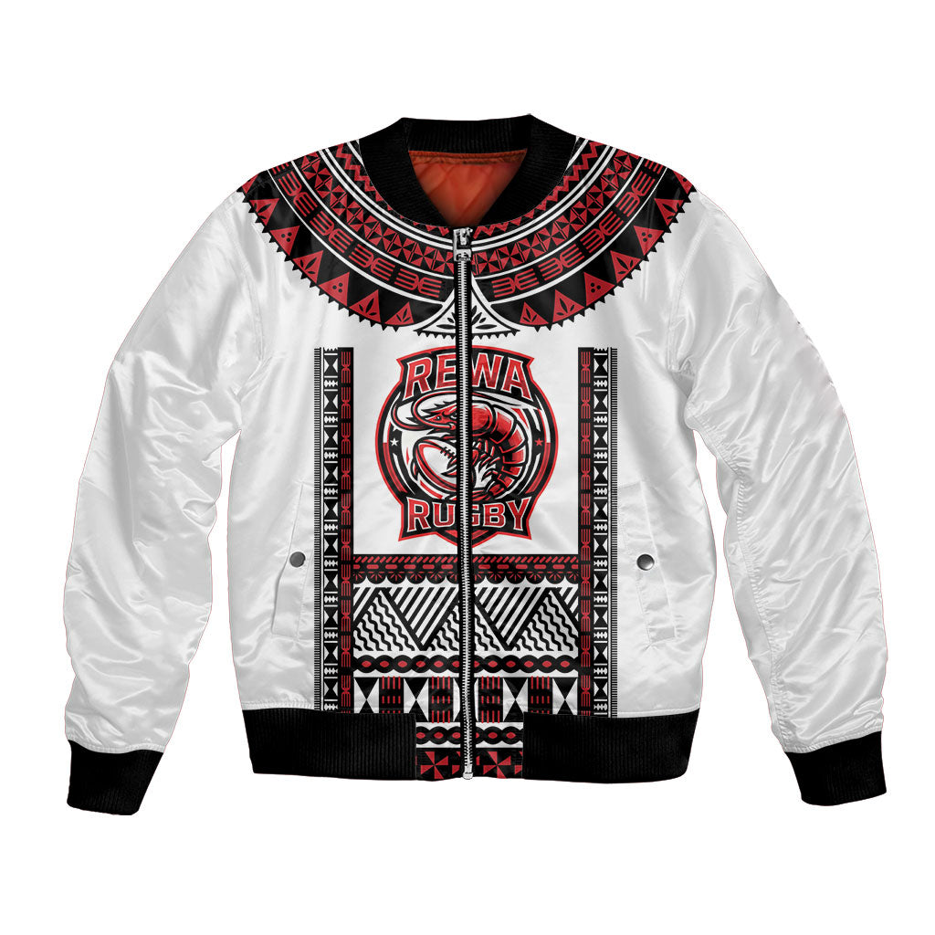 Fiji Rewa Rugby Custom Bomber Jacket Go Champions Fijian Tapa Pattern