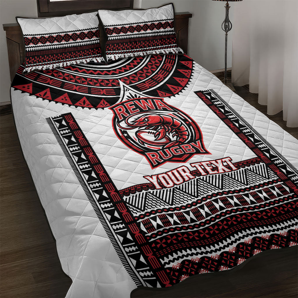 Fiji Rewa Rugby Custom Quilt Bed Set Go Champions Fijian Tapa Pattern LT14 White - Polynesian Pride