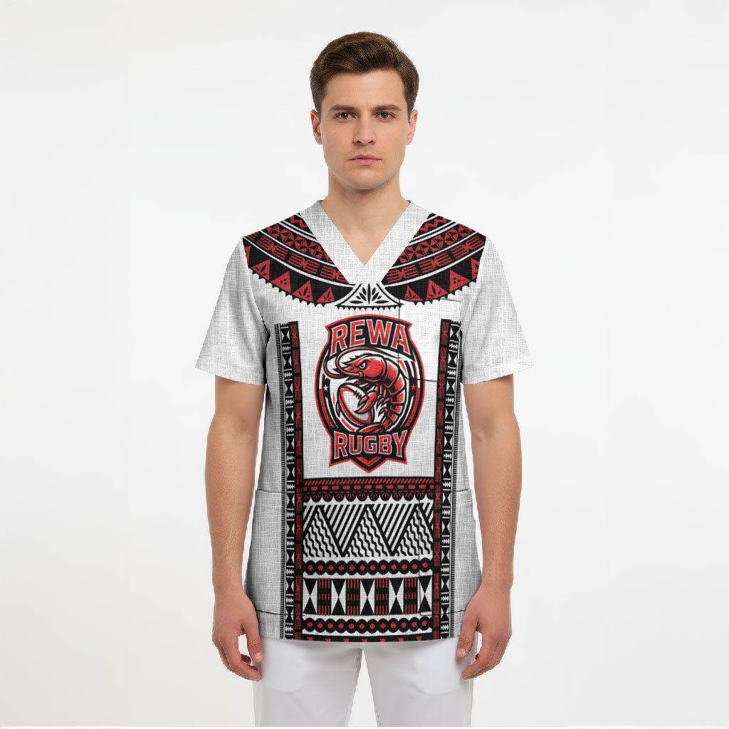 Fiji Rewa Rugby Custom Scrub Top Go Champions Fijian Tapa Pattern LT14 - Polynesian Pride