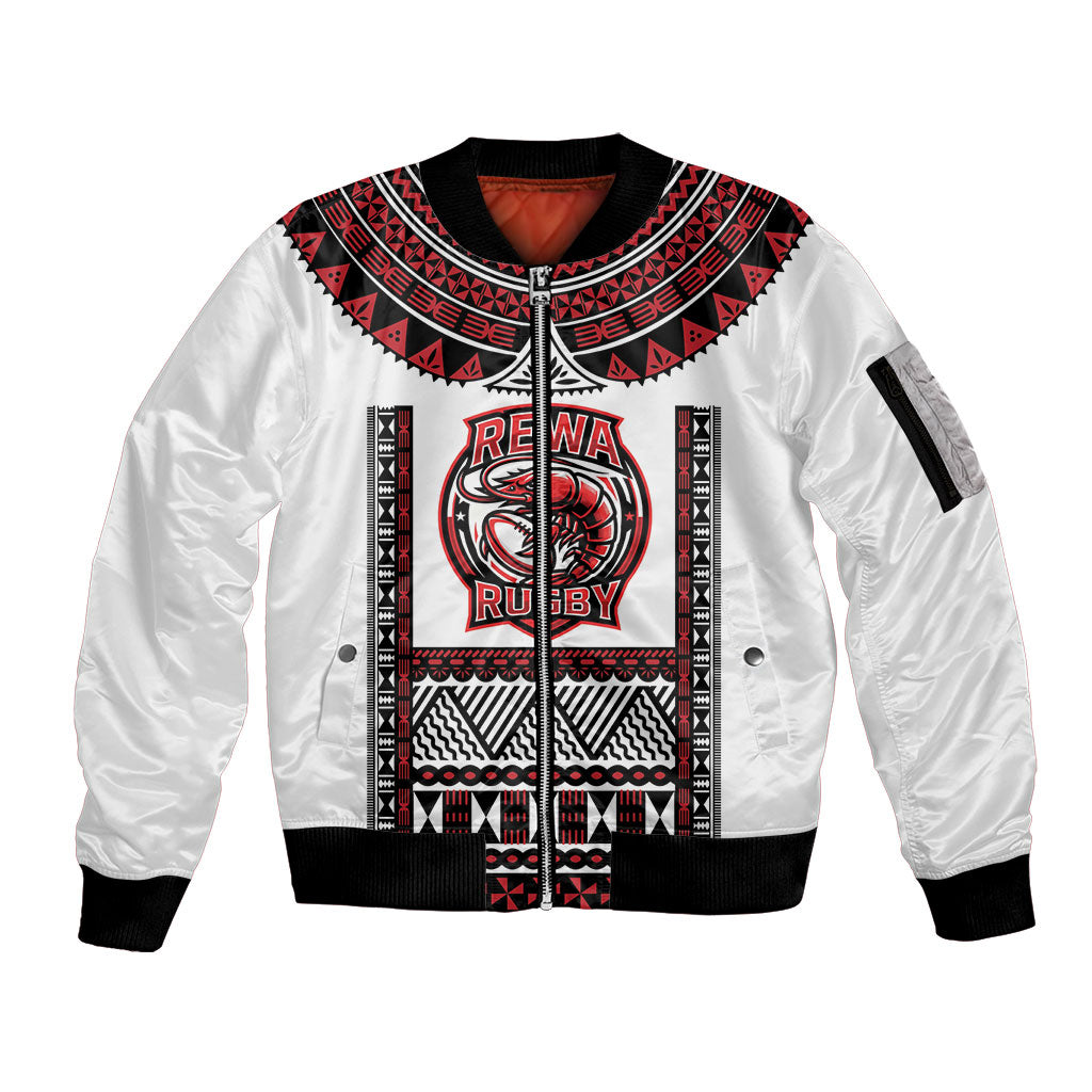 Fiji Rewa Rugby Custom Sleeve Zip Bomber Jacket Go Champions Fijian Tapa Pattern