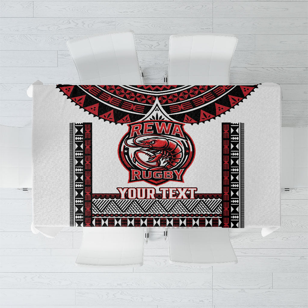 Fiji Rewa Rugby Custom Tablecloth Go Champions Fijian Tapa Pattern LT14 White - Polynesian Pride