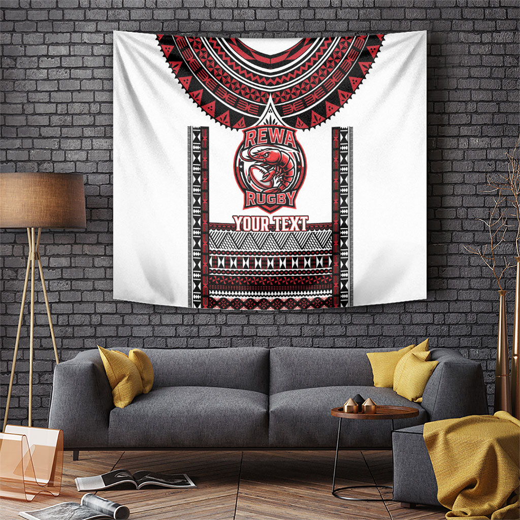 Fiji Rewa Rugby Custom Tapestry Go Champions Fijian Tapa Pattern LT14 White - Polynesian Pride