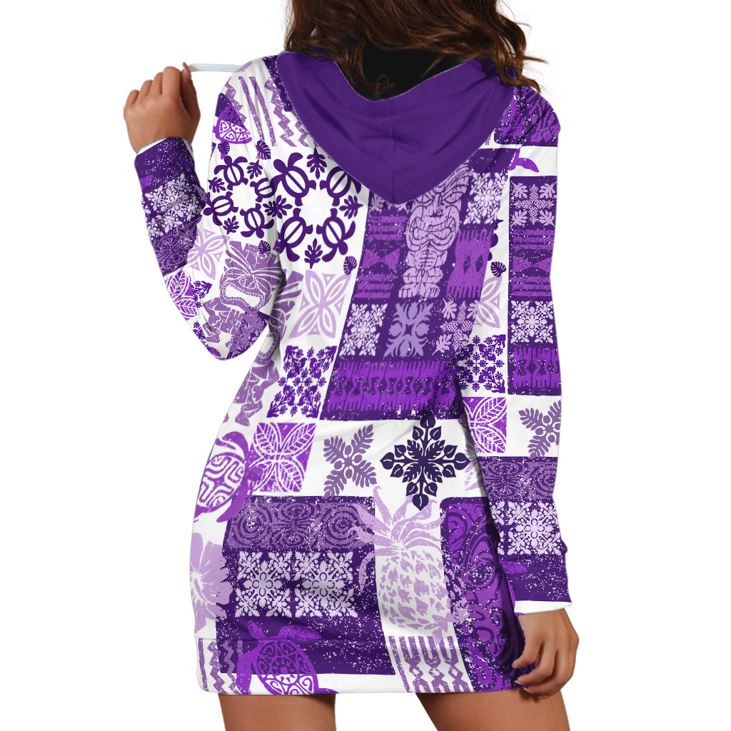 Hawaiian Quilt Hoodie Dress Tiki Tropical Retro Purple Version LT14 - Polynesian Pride