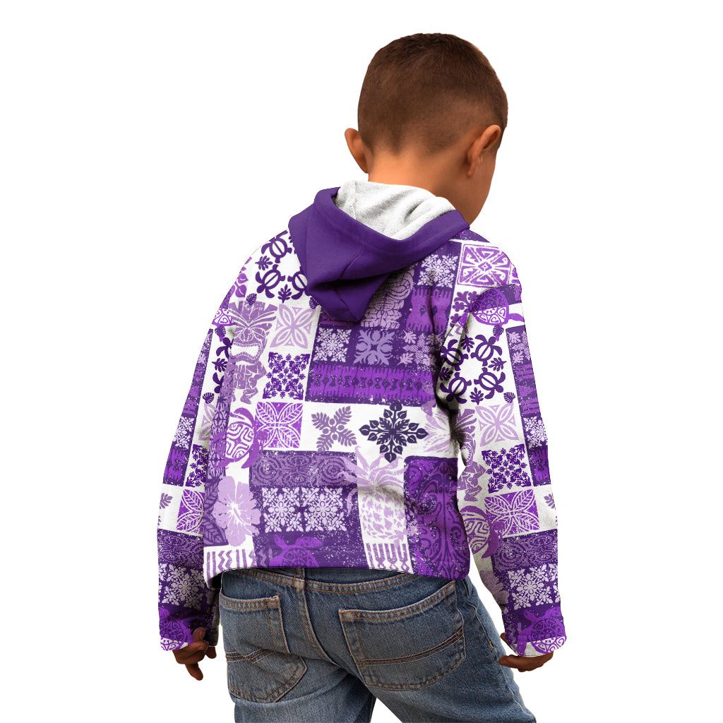 Hawaiian Quilt Kid Hoodie Tiki Tropical Retro Purple Version LT14 - Polynesian Pride
