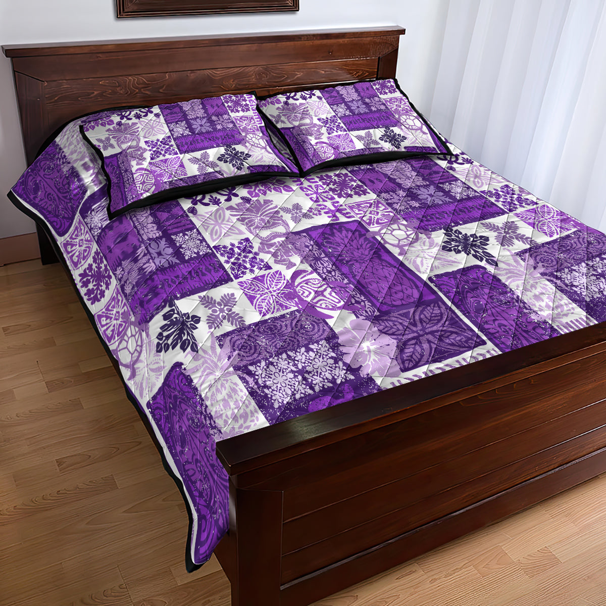 Hawaiian Quilt Quilt Bed Set Tiki Tropical Retro Purple Version LT14 - Polynesian Pride