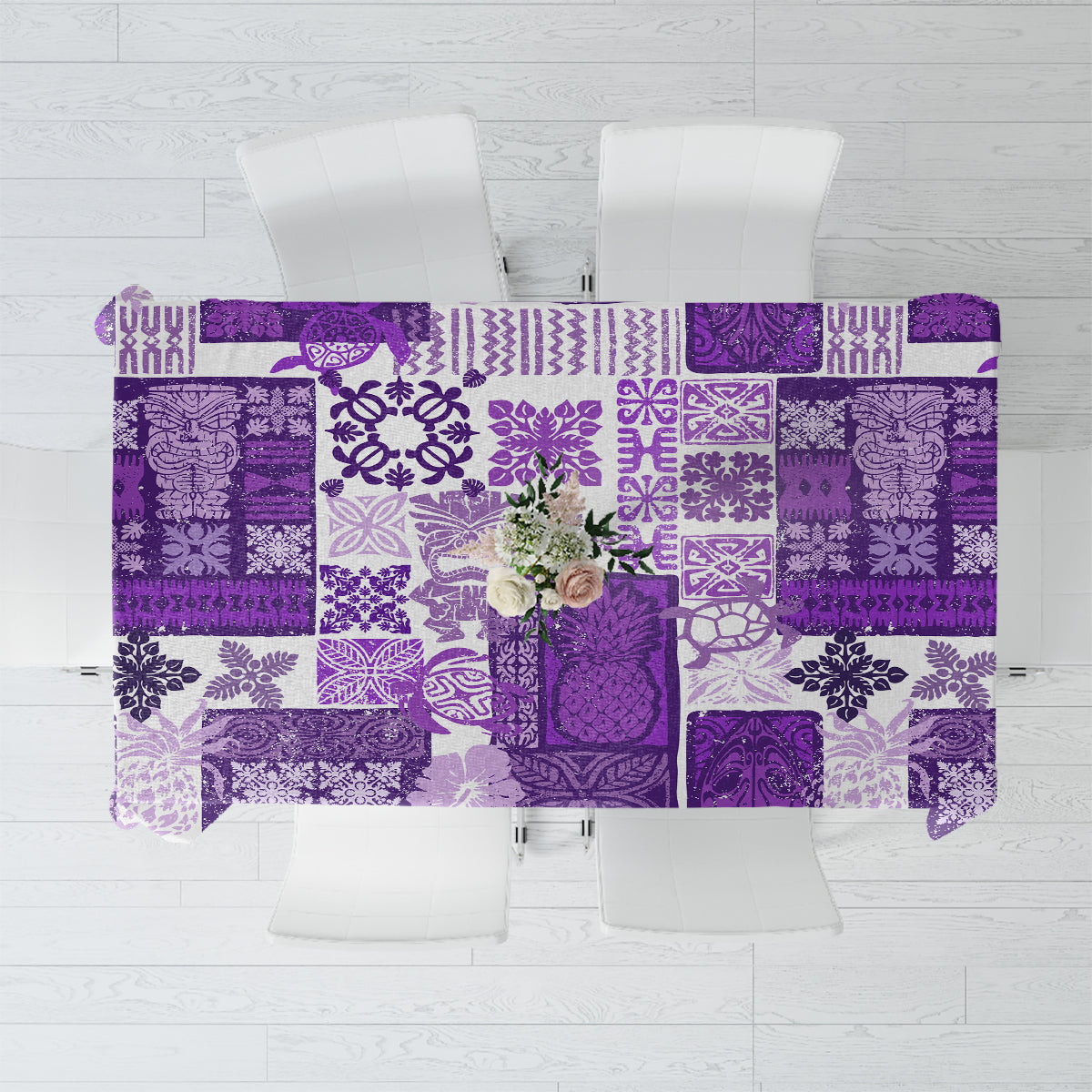 Hawaiian Quilt Tablecloth Tiki Tropical Retro Purple Version LT14 Purple - Polynesian Pride