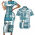 Hawaiian Quilt Couples Matching Short Sleeve Bodycon Dress and Hawaiian Shirt Tiki Tropical Retro Dark Cyan Version LT14 Dark Cyan - Polynesian Pride