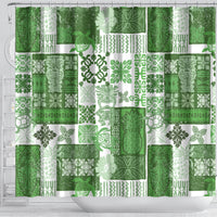 Hawaiian Quilt Shower Curtain Tiki Tropical Retro Green Version LT14 - Polynesian Pride