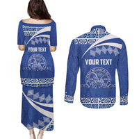 Personalised Tonga Tupou College Toloa Couples Matching Puletasi and Long Sleeve Button Shirt 160 Years Anniversary Tongan Ngatu Pattern LT14 - Polynesian Pride