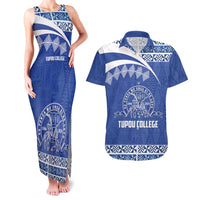 Personalised Tonga Tupou College Toloa Couples Matching Tank Maxi Dress and Hawaiian Shirt 160 Years Anniversary Tongan Ngatu Pattern